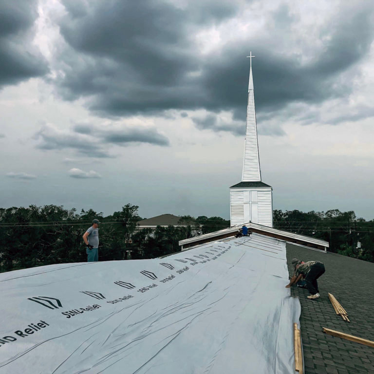 Olive Baptist Church in Pensacola, Fla., which sustained roof damage during Hurricane Sally, served as a hub for disaster relief volunteers providing roof repairs, mud out and debris removal for hurricane survivors.